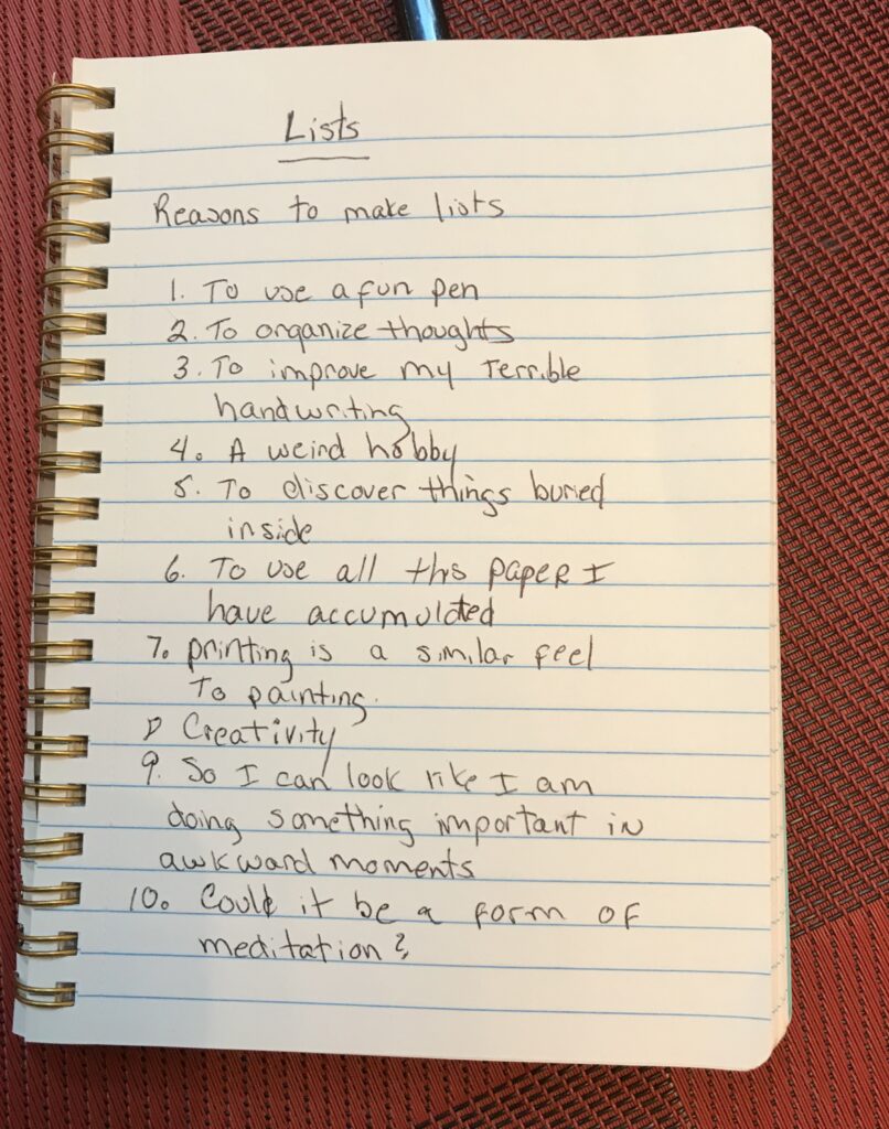 Reasons to make lists